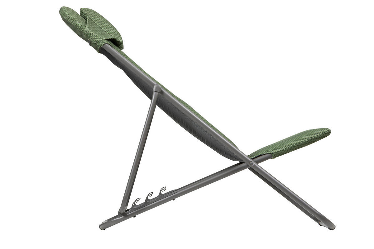 STRANDSTUHL Stahl Titanfarben, Olivgrün  - Titanfarben/Olivgrün, Basics, Textil/Metall (62/77-83/94cm) - Lafuma Mobilier