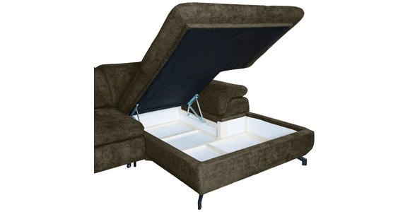 WOHNLANDSCHAFT Olivgrün Struktur - Schwarz/Olivgrün, KONVENTIONELL, Textil/Metall (253/357/188cm) - Carryhome