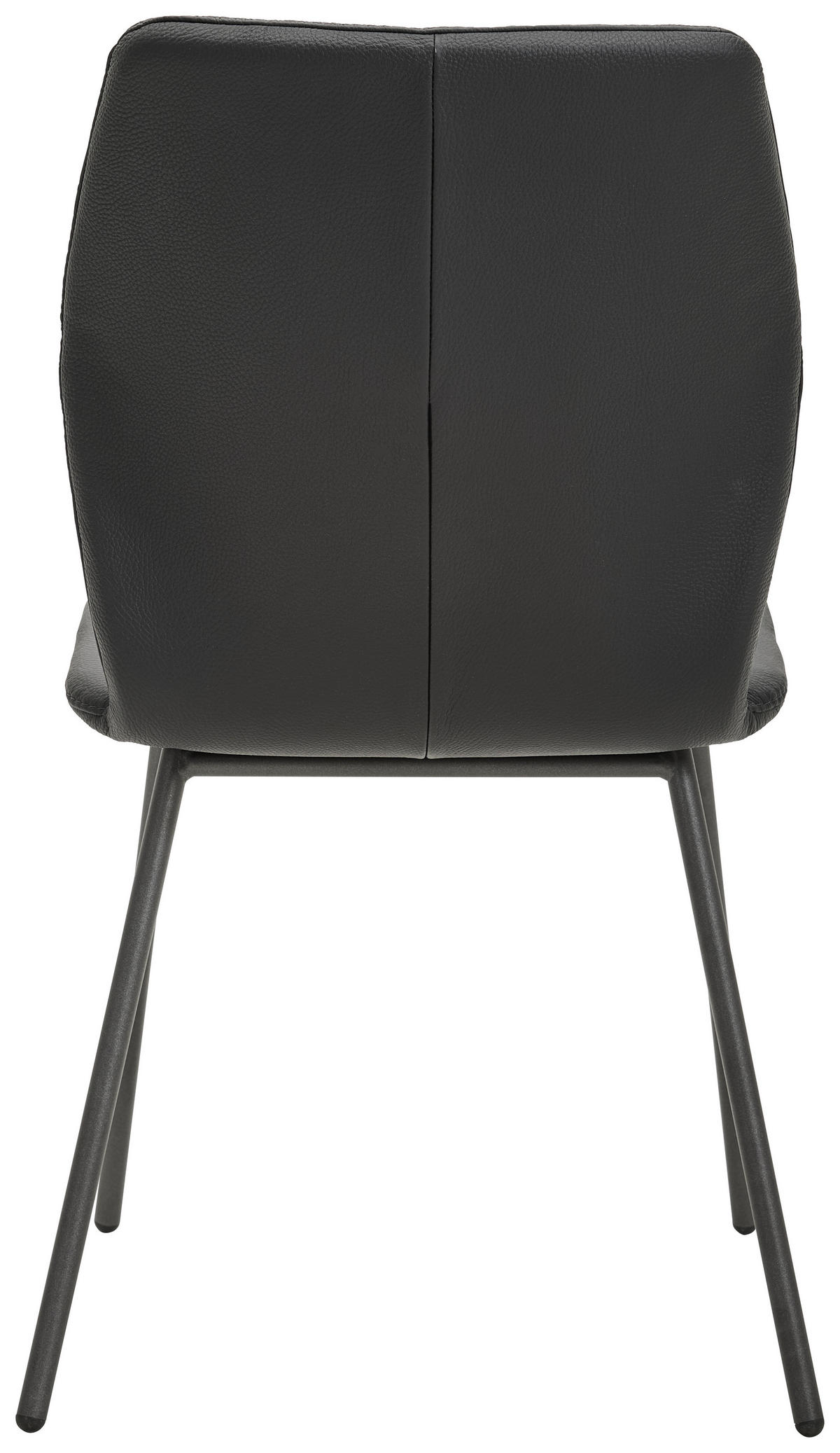 STUHL Echtleder Schwarz  - Anthrazit/Schwarz, Design, Leder/Metall (49/89/59cm) - Bert Plantagie