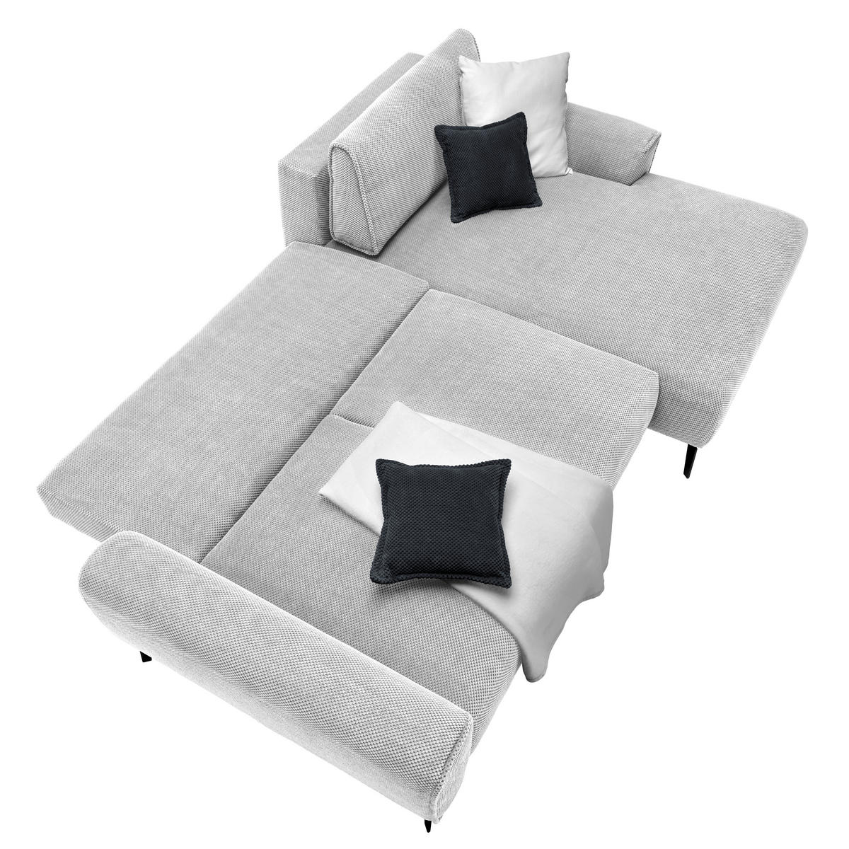 ECKSOFA in Webstoff Ecru  - Ecru/Schwarz, Design, Textil/Metall (272/170cm) - Welnova