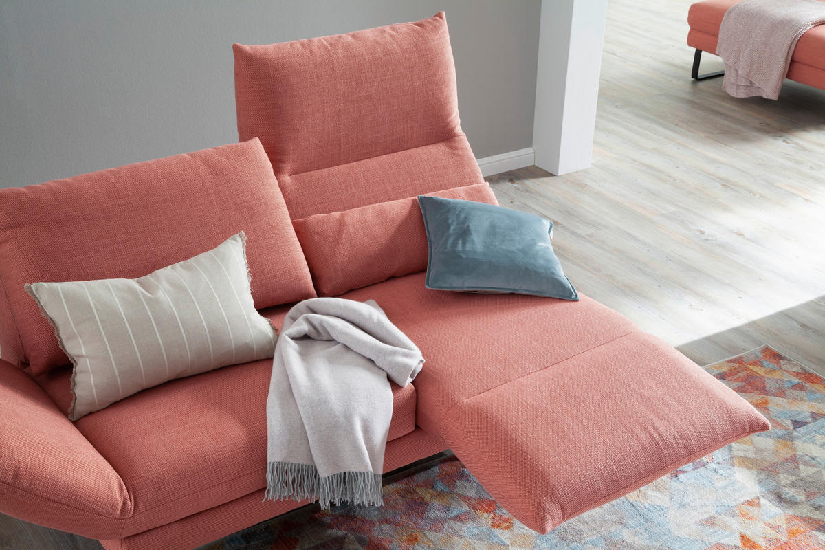 2-SITZER-SOFA Flachgewebe Koralle  - Koralle/Schwarz, Design, Textil/Metall (176/85/95cm) - Schöner Wohnen