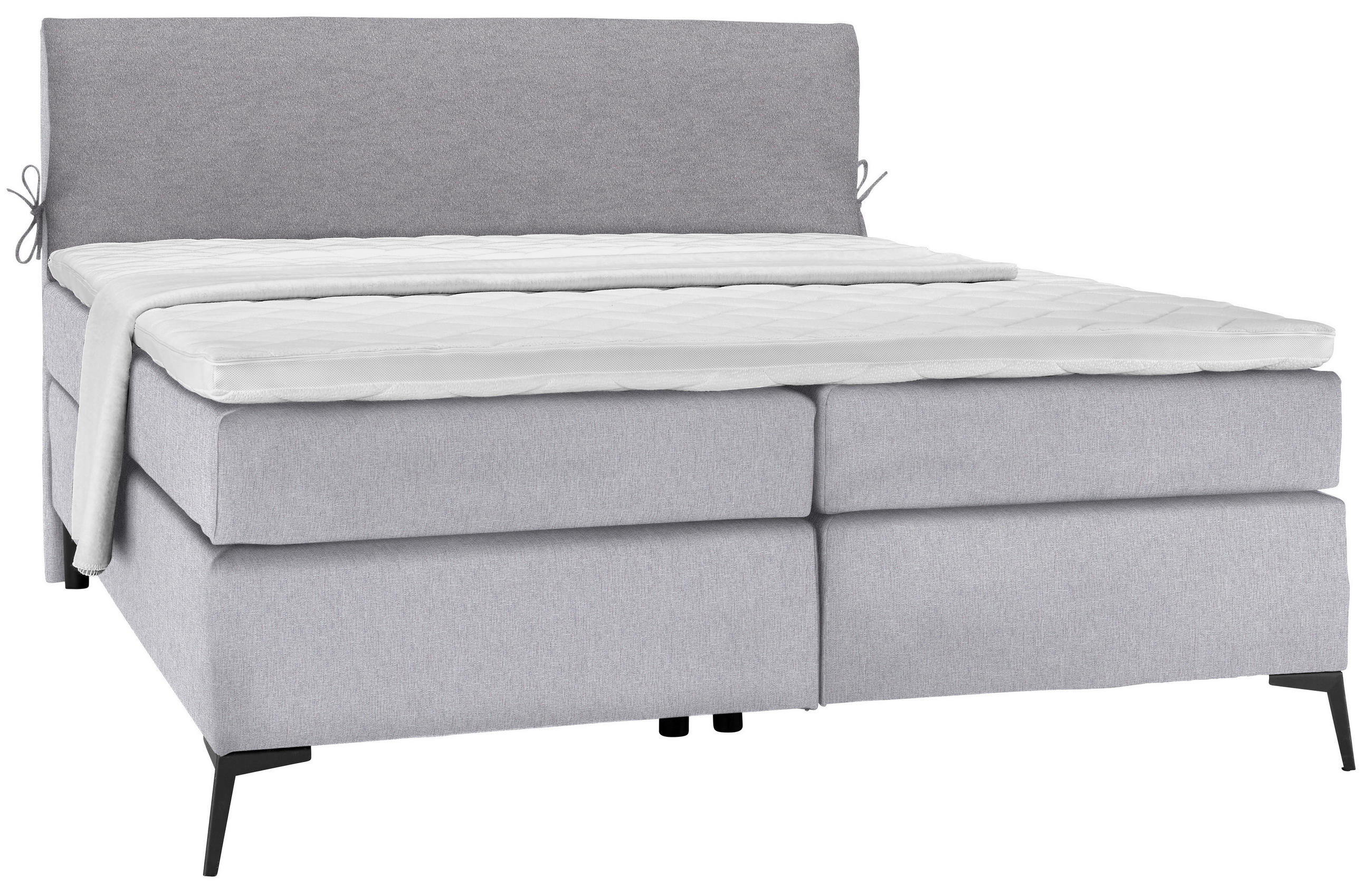 BOXSPRING POSTELJA 200 cm   x 200 cm  , tekstil siva, svetlo siva  - črna/siva, Design, kovina/tekstil (200/200cm) - Hom`in