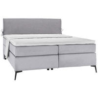 BOXSPRING POSTELJA 200 cm   x 200 cm  , tekstil siva, svetlo siva  - črna/siva, Design, kovina/tekstil (200/200cm) - Hom`in