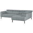 ECKSOFA in Webstoff Grau  280/205 cm  - Schwarz/Grau, Design, Textil/Metall (280/205cm) - Xora