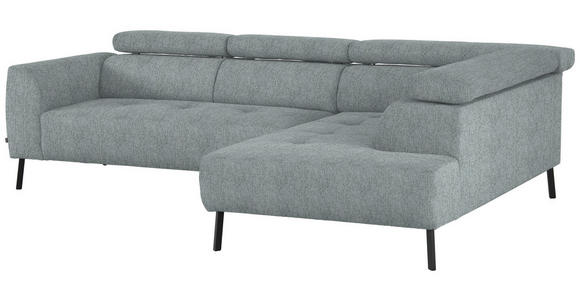 ECKSOFA in Webstoff Grau 280/205 cm - Schwarz/Grau, Design, Textil/Metall (280/205cm) - Xora