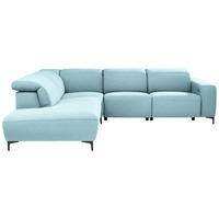 ECKSOFA Hellblau Flachgewebe  - Schwarz/Hellblau, Design, Textil/Metall (238/290cm) - Pure Home Lifestyle