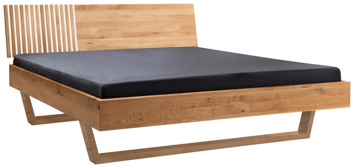 BETT 160/200 cm  in Weiss, Eichefarben   - Weiss/Eichefarben, Design, Holz (160/200cm) - Linea Natura