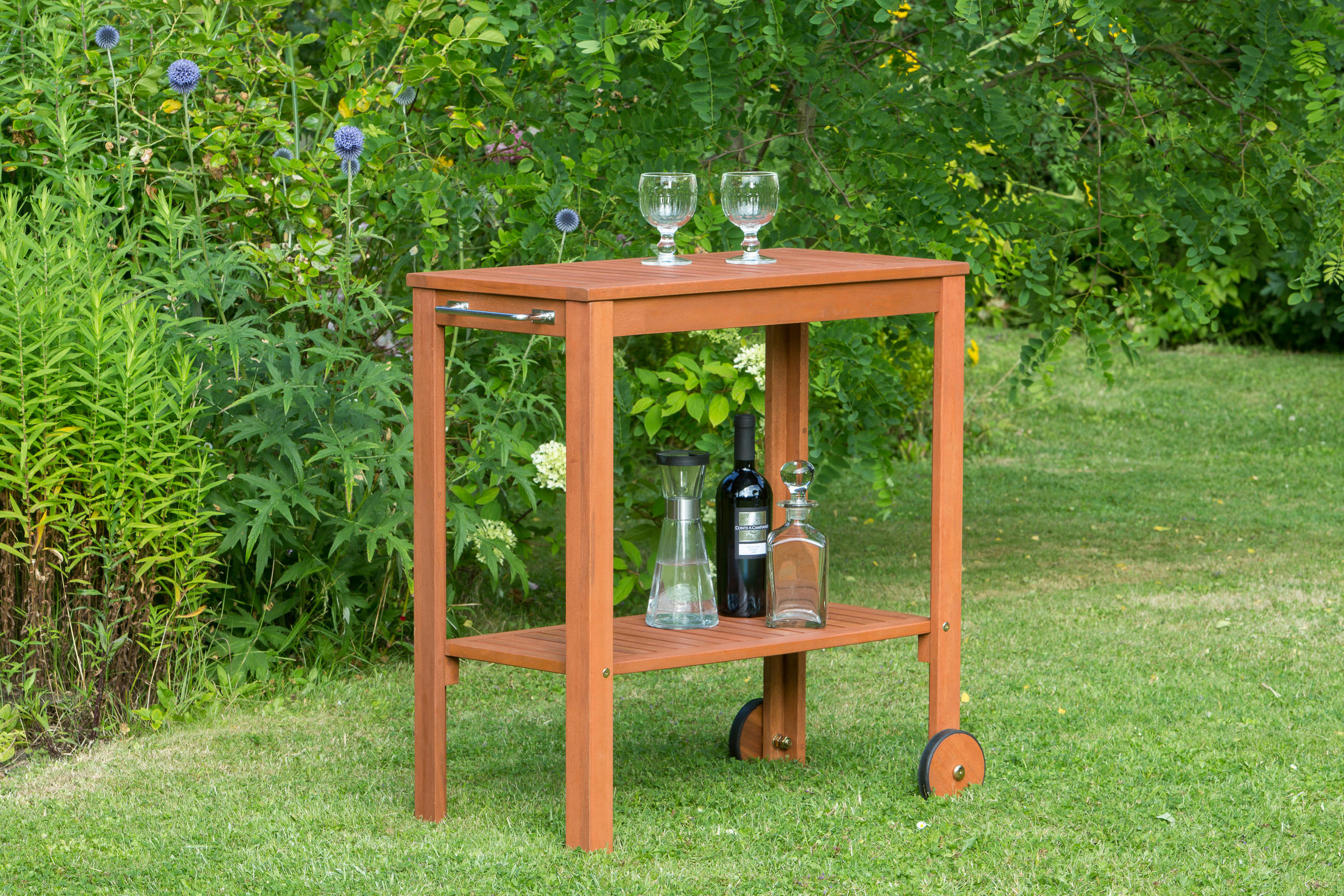 SERVIERWAGEN Eukalyptusholz massiv Naturfarben  - Naturfarben, KONVENTIONELL, Holz (45/85/84cm) - Gardenson