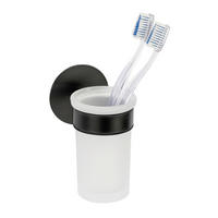 ZAHNPUTZBECHER Metall, Glas  - Schwarz/Weiß, KONVENTIONELL, Glas/Metall (7/12/10cm) - Schöner Wohnen