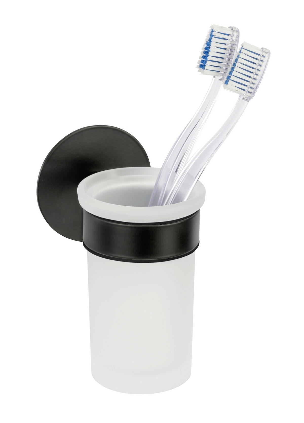 ZAHNPUTZBECHER MELETO  - Schwarz/Weiß, KONVENTIONELL, Glas/Metall (7/12/10cm) - Schöner Wohnen