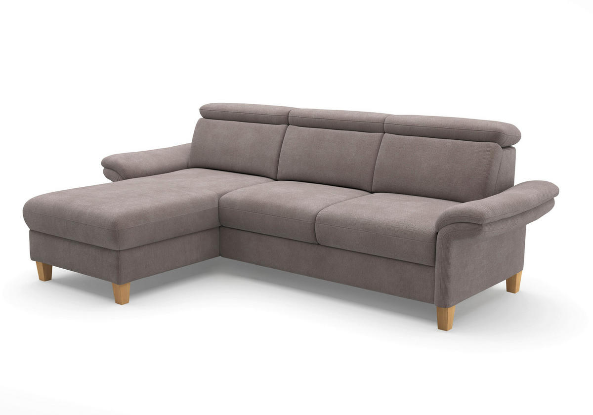 ECKSOFA GLENDALE E Taupe Flachgewebe  - Taupe/Eichefarben, KONVENTIONELL, Holz/Textil (166/253cm) - Sit & More