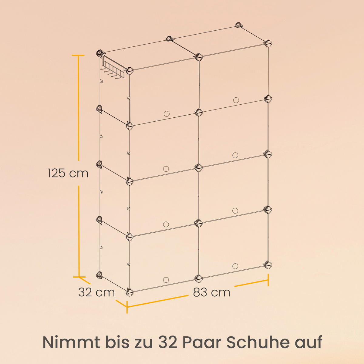 SCHUHREGAL 83/125/32 cm  - Weiß, Basics, Kunststoff/Metall (83/125/32cm)