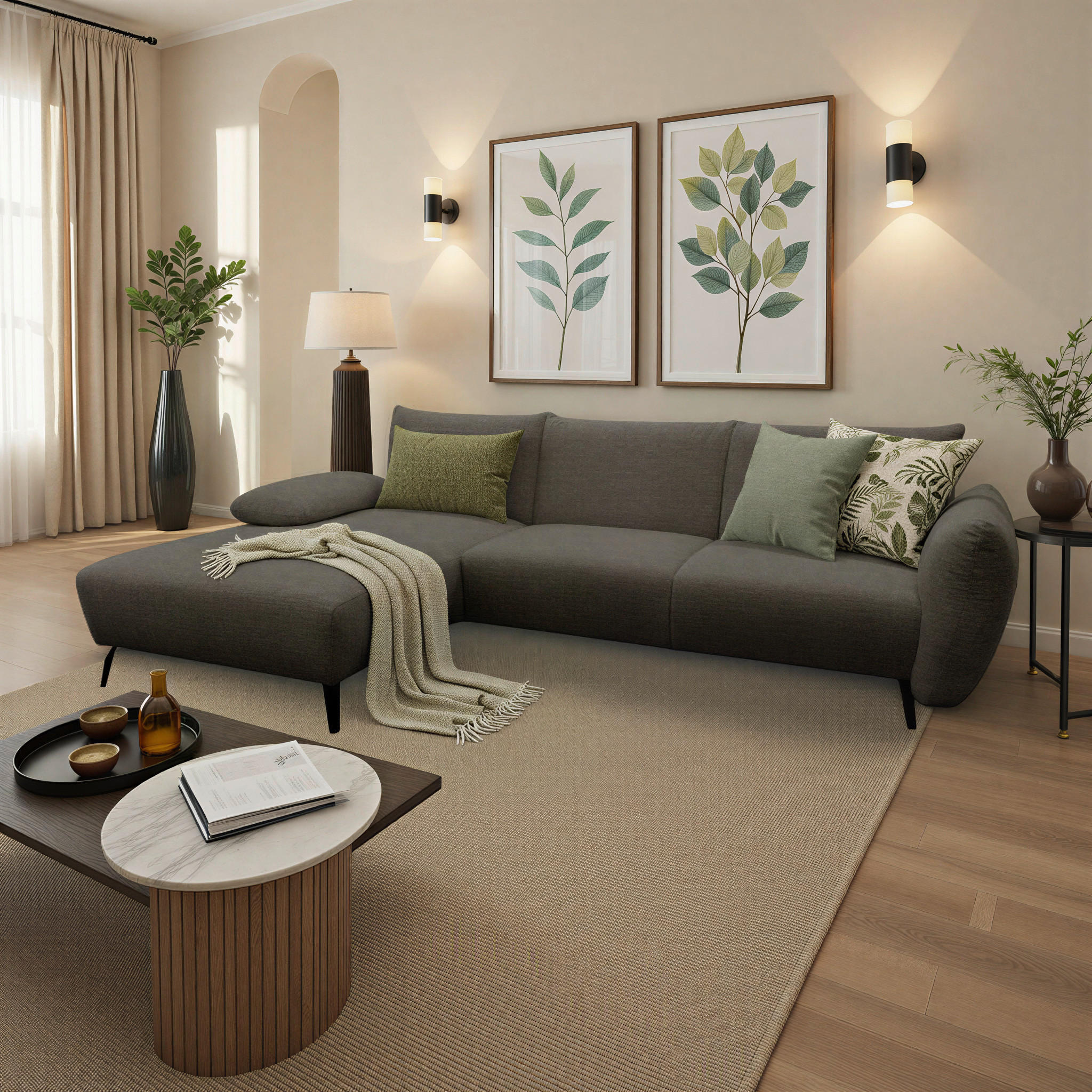 ECKSOFA 200 030 Dunkelbraun Chenille  - Beige/Dunkelbraun, MODERN, Textil/Metall (155/274cm) - Livetastic