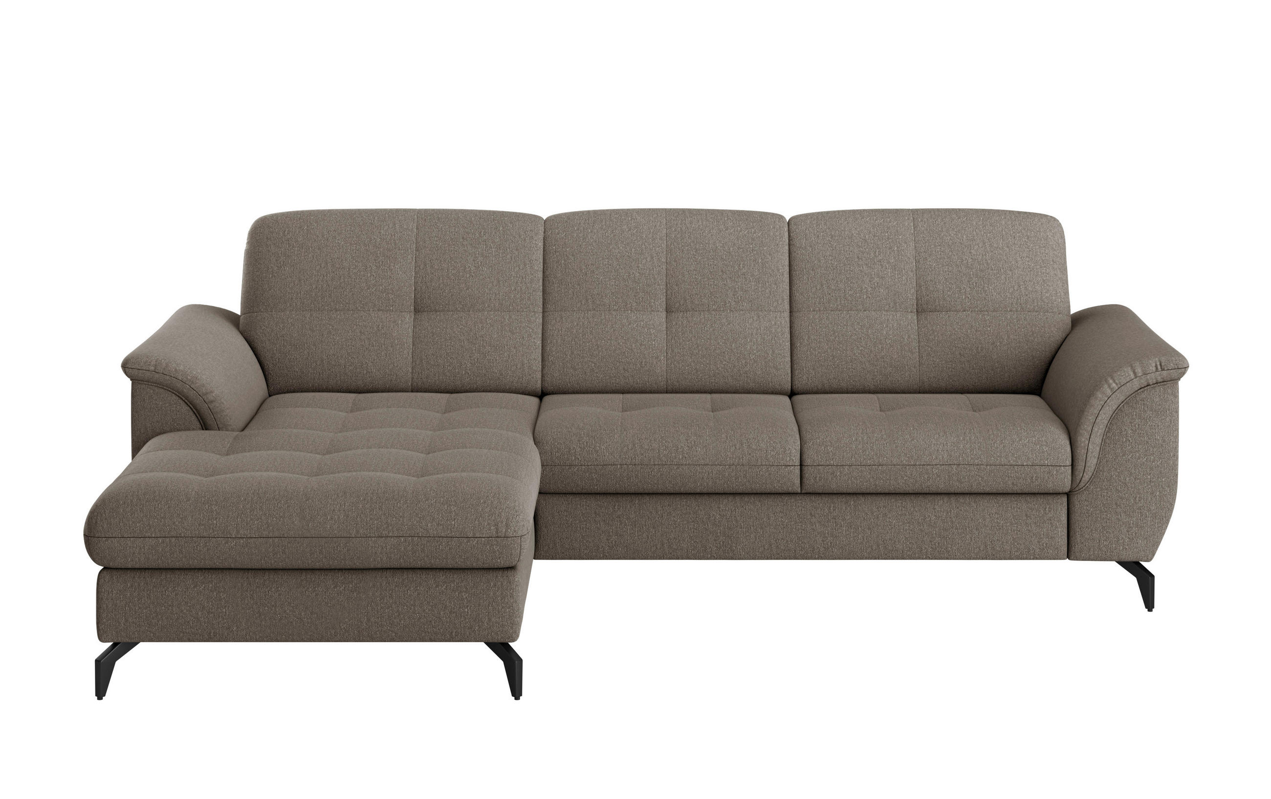 ECKSOFA ZORA E Schlammfarben Flachgewebe  - Schlammfarben/Schwarz, MODERN, Textil/Metall (164/262cm) - Sit & More