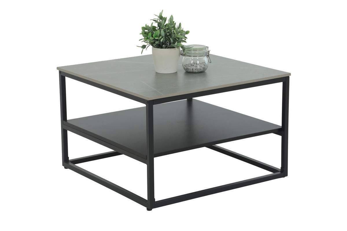 COUCHTISCHSET 70/70/45 cm quadratisch  - Schwarz, Design, Stein/Metall (70/70/45cm) - Livetastic