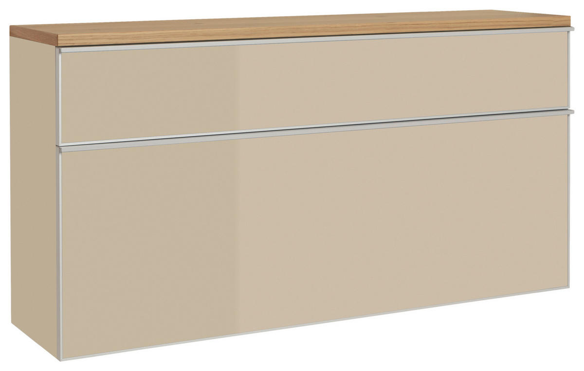 SCHUHKIPPER  in 120/61/31 cm  - Eichefarben/Silberfarben, Design, Glas/Holz (120/61/31cm)