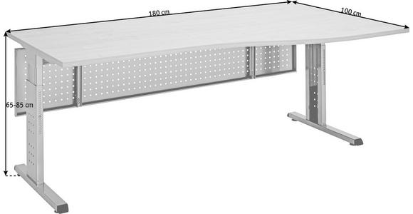 SCHREIBTISCH höhenverstellbar  - Silberfarben/Ahornfarben, KONVENTIONELL, Holzwerkstoff/Metall (180/100/65-85cm) - Venda