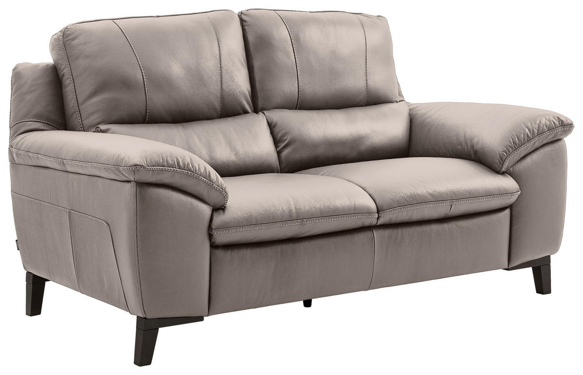 2-SITZER-SOFA in Kombination Echtleder/Lederlook Grau  - Wengefarben/Grau, Design, Leder/Holz (174/97/95cm) - Livetastic