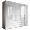 KLEIDERSCHRANK 250/216/58 cm 5-türig Grau, Weiß  - Schieferfarben/Weiß, KONVENTIONELL, Glas/Holzwerkstoff (250/216/58cm) - Novel
