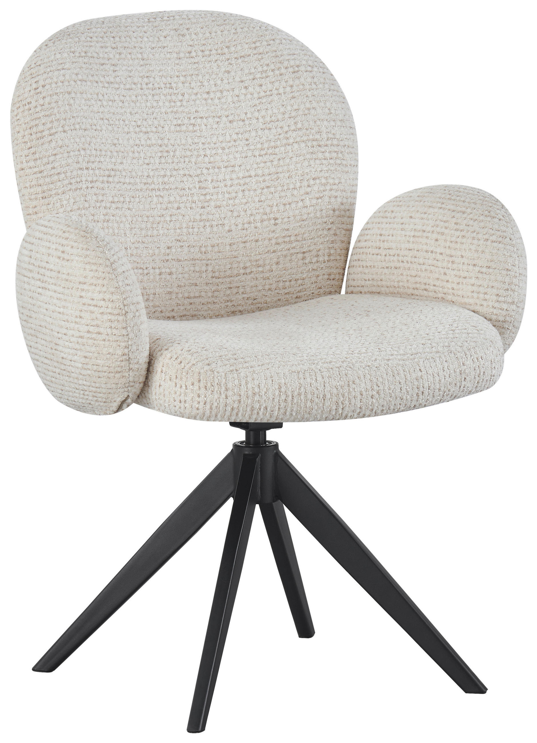 STOL MED ARMSTÖD  tygutbud, 360° vridbar sits vävt tyg  svart, beige  - beige/svart, Design, metall/textil (63/87/65cm) - Novel