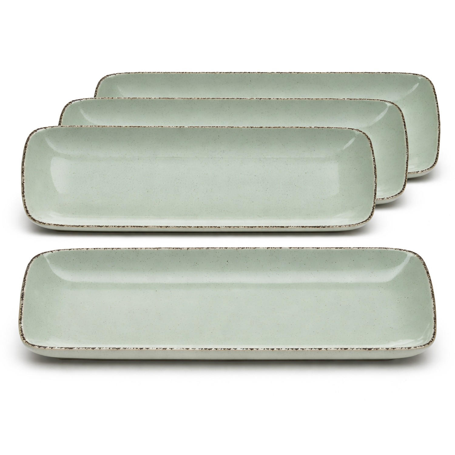 SERVERINGSFAT SET Urban 4 delar  - grön, Basics, keramik (35,5/2,5/20cm) - Van Well