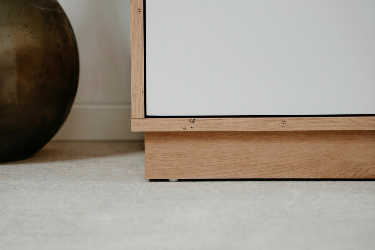 KOMODA   79/88/40 cm   hrast Artisan, bijela visoki sjaj  - bijela/hrast Artisan, Trend, drvni materijal (79/88/40cm)