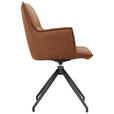 ARMLEHNSTUHL  Typenauswahl, Sitzfläche 360° drehbar, automatische Rückholfunktion Mikrofaser  - Cognac/Schwarz, Design, Textil/Metall (59/89,5/63cm) - Novel