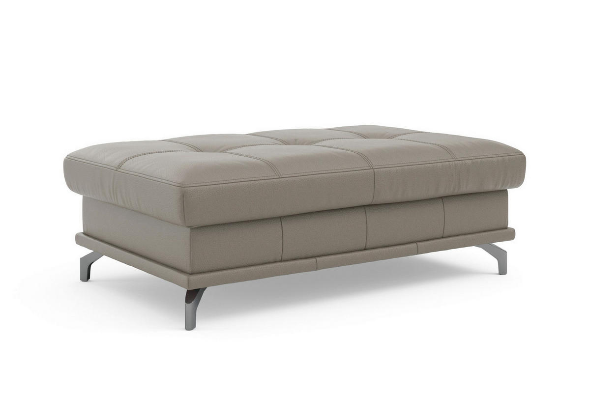 HOCKER COSTELLO E Echtleder Grau  - Schwarz/Grau, Basics, Leder/Metall (133/47/72cm) - Sit & More