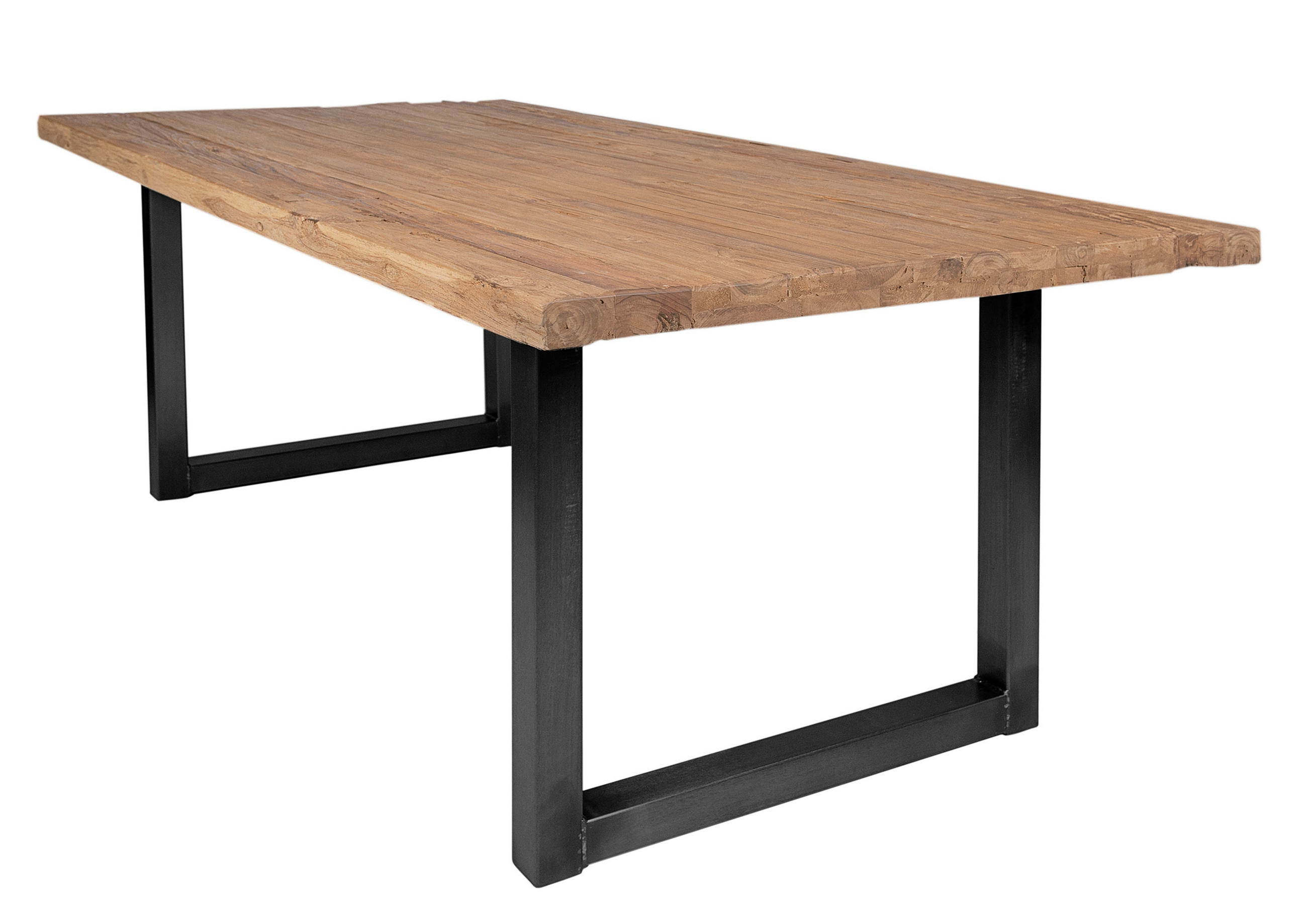 ESSTISCH 240/100/76 cm Echtholz  Holz, Metall rechteckig Naturfarben, Schwarz  - Schwarz/Naturfarben, MODERN, Holz/Metall (240/100/76cm) - MID.YOU