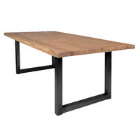 ESSTISCH 180/100/76 cm Echtholz  Holz, Metall rechteckig Naturfarben, Schwarz  - Schwarz/Naturfarben, MODERN, Holz/Metall (180/100/76cm) - MID.YOU