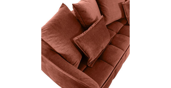 SCHLAFSOFA  mit Liegefunktion, Schlafen auf Sitzhöhe, Rücken echt Flachgewebe Rostfarben  - Rostfarben/Schwarz, KONVENTIONELL, Kunststoff/Textil (250/70/118cm) - Carryhome