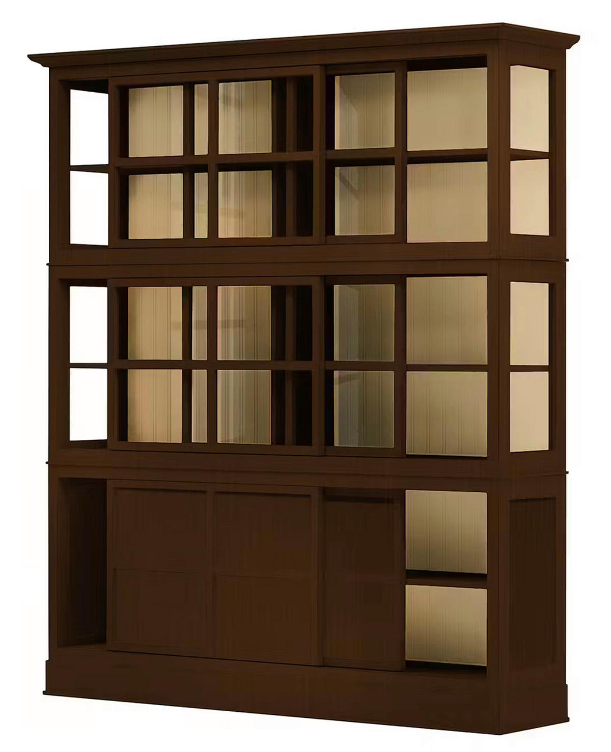 HIGHBOARD UrbanClass  in 190,5/219,5/49 cm  - Nussbaumfarben/Creme, LIFESTYLE, Glas/Holz (190,5/219,5/49cm) - Livetastic