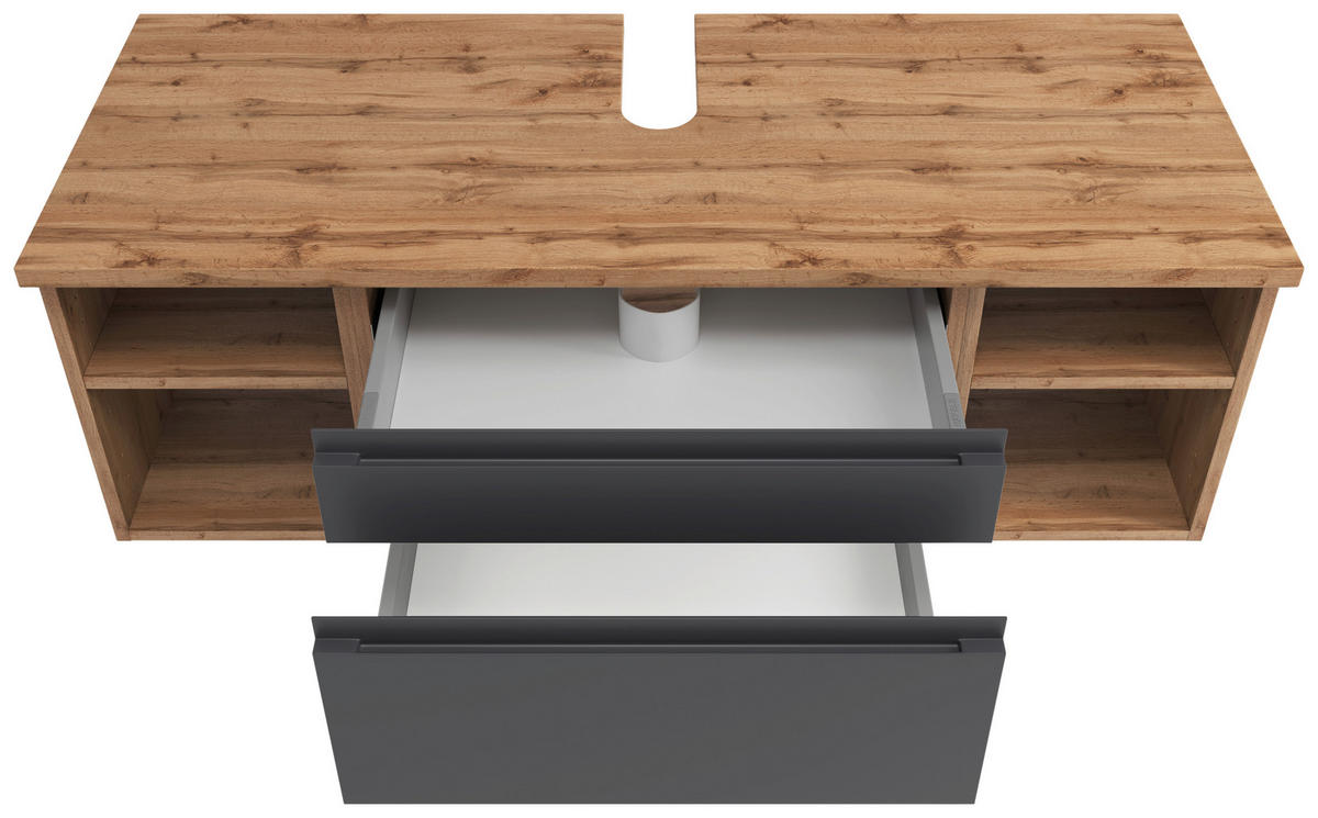 WASCHBECKENUNTERSCHRANK 120/41/47 cm  - Eiche Wotan/Grau, Modern, Holzwerkstoff (120/41/47cm) - Held