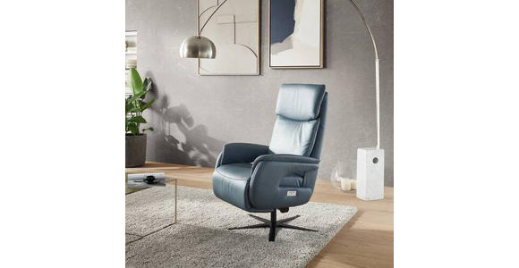 RELAXSESSEL in Leder Graublau  - Graublau/Schwarz, KONVENTIONELL, Leder/Metall (70/117/85cm) - Dieter Knoll