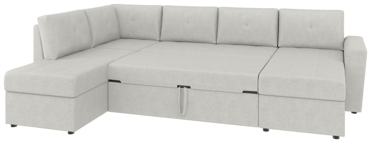 WOHNLANDSCHAFT TERMOLI Beige Jacquard  - Beige/Schwarz, Design, Kunststoff/Textil (212/297/155cm) - MID.YOU