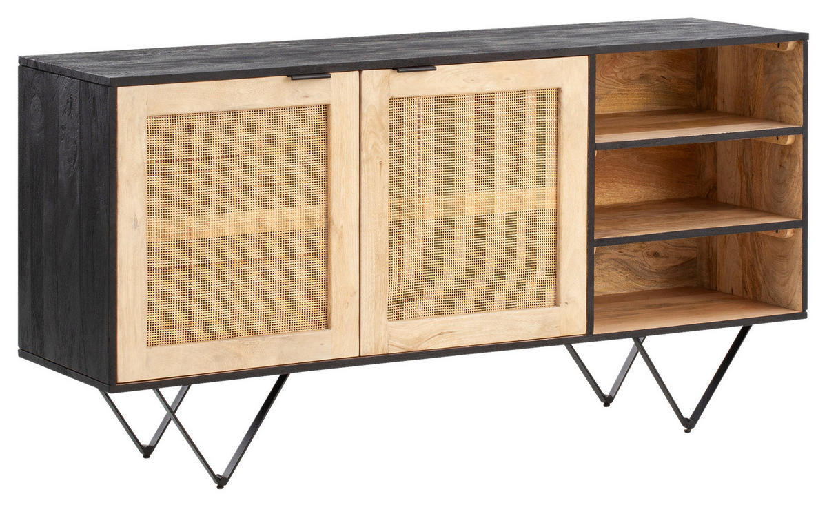 SIDEBOARD 145/75/40 cm  - Hellbraun/Schwarz, LIFESTYLE, Holz/Metall (145/75/40cm) - MID.YOU