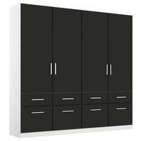 DREHTÜRENSCHRANK 181/197/54 cm 4-türig Weiß, Grau  - Chromfarben/Weiß, MODERN, Holzwerkstoff/Kunststoff (181/197/54cm) - Rauch Möbel