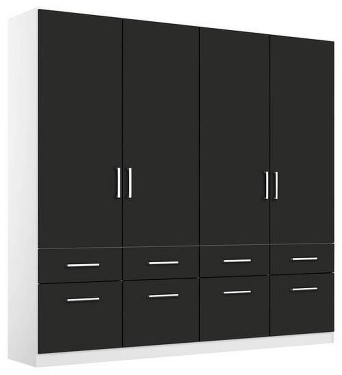DREHTÜRENSCHRANK 181/197/54 cm 4-türig Weiß, Grau  - Chromfarben/Weiß, MODERN, Holzwerkstoff/Kunststoff (181/197/54cm) - Rauch Möbel