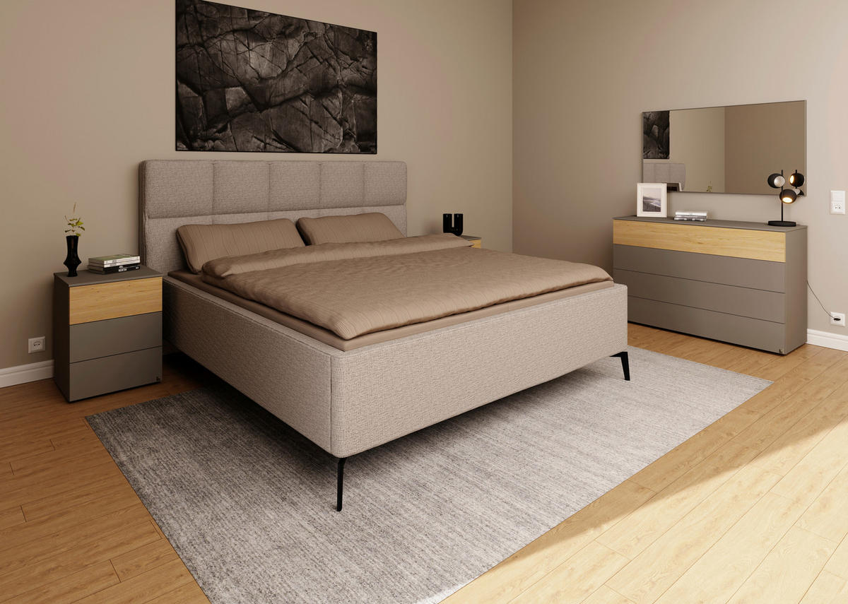 POLSTERBETT Bettkasten, motorische Verstellbarkeit, Fernbedienung, Lattenroste, Matratzen 180/200 cm  in Grau  - Schwarz/Weiß, KONVENTIONELL, Holz/Textil (180/200cm) - Musterring