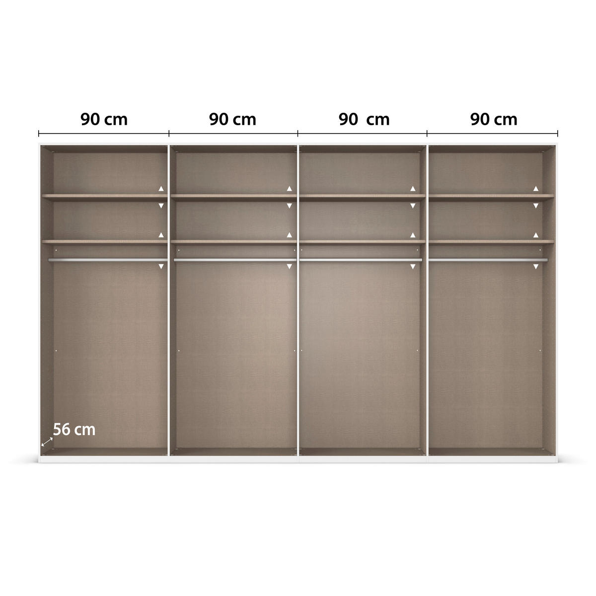 SCHWEBETÜRENSCHRANK 360/236/68 cm 4-türig Weiß, Weiß Hochglanz  - Weiß Hochglanz/Alufarben, Basics, Glas/Holzwerkstoff (360/236/68cm) - Novel