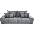 BIGSOFA  in Samt Hellgrau  - Hellgrau/Schwarz, KONVENTIONELL, Holz/Textil (280/67/120cm) - Carryhome