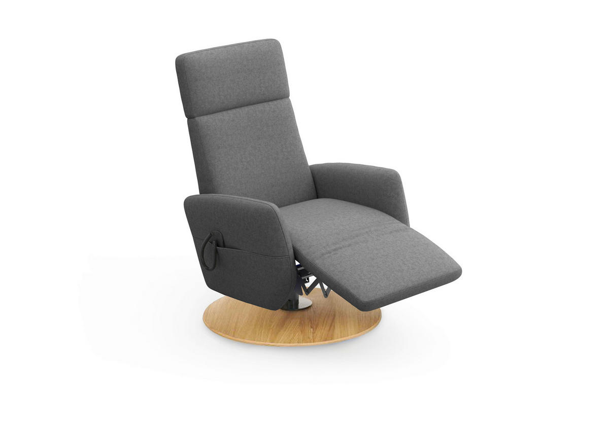 RELAXSESSEL in Textil Dunkelgrau  - Eichefarben/Dunkelgrau, KONVENTIONELL, Holz/Textil (71/110/82cm) - Sit & More