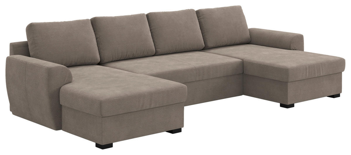 SJEDEĆA GARNITURA tekstil  taupe   - crna/taupe, Trend, tekstil/plastika (154/327/86cm) - MID.YOU
