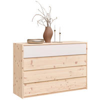 KOMMODE , 132/90/43 cm, 4 Schublade(n)  - Zirbelkieferfarben/Weiß, Natur, Holz (132/90/43cm) - Linea Natura