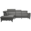 ECKSOFA in Echtleder Dunkelgrau  - Dunkelgrau/Schwarz, Design, Leder/Metall (239/285cm) - Cantus