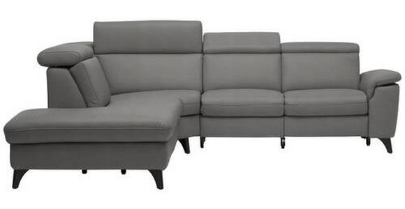 ECKSOFA in Echtleder Dunkelgrau  - Dunkelgrau/Schwarz, Design, Leder/Metall (239/289cm) - Cantus