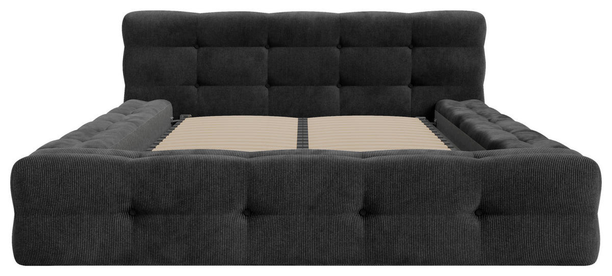 POLSTERBETT Lattenrost, Bettkasten 120/200 cm  in Anthrazit  - Anthrazit/Schwarz, Design, Holz/Textil (120/200cm) - Boxxx