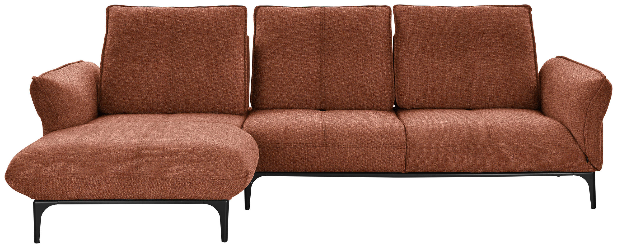 ECKSOFA in Webstoff Orange, Rostfarben  182/277 cm  - Rostfarben/Schwarz, Natur, Textil (182/277cm) - Valnatura
