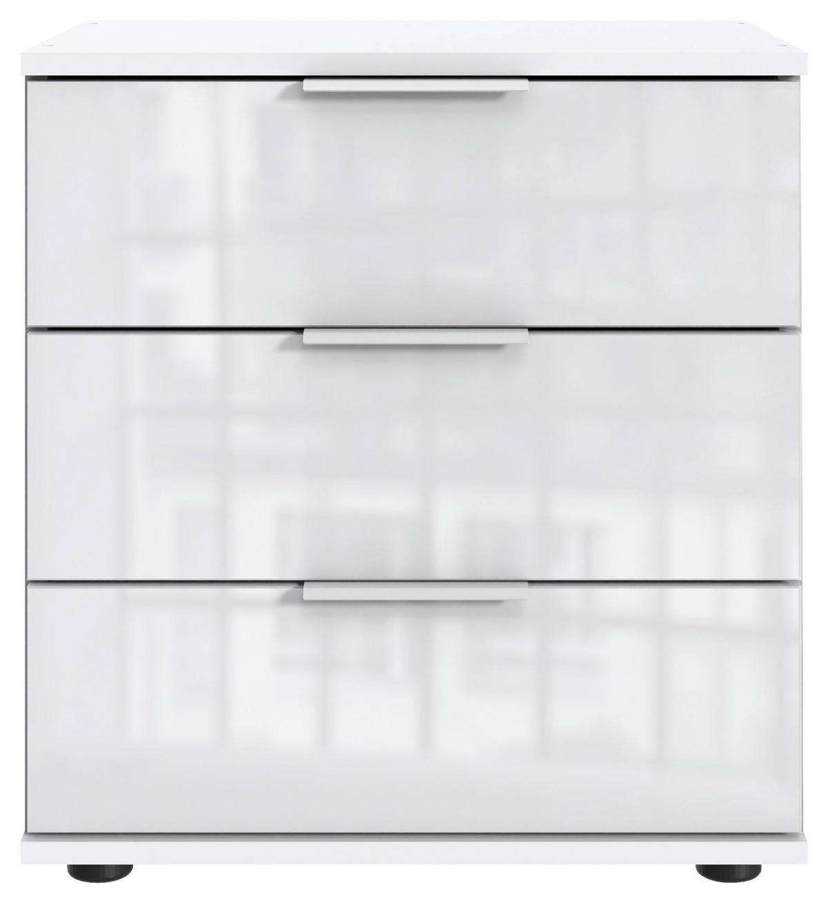 NACHTKÄSTCHEN 52/58/38 cm  in Weiß  - Silberfarben/Schwarz, KONVENTIONELL, Glas/Holzwerkstoff (52/58/38cm) - Modante