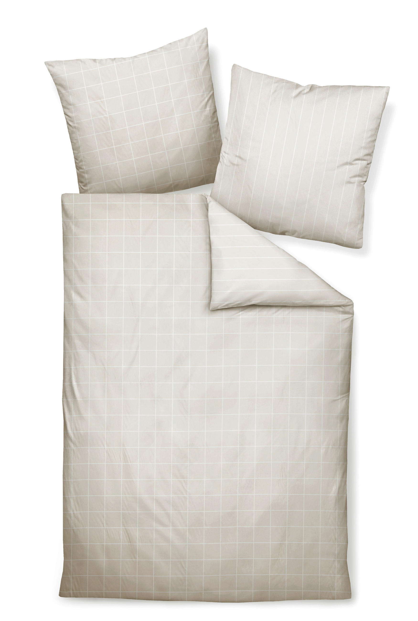 WENDEBETTWÄSCHE Giulietta Makosatin 135/200 cm  - Beige/Weiß, KONVENTIONELL, Textil (135/200cm) - Janine